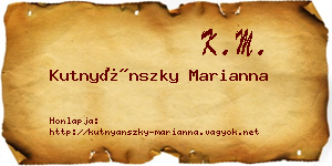 Kutnyánszky Marianna névjegykártya